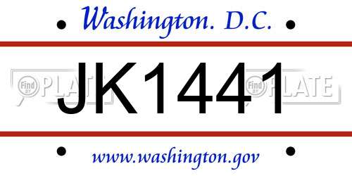 JK1441 District Of Columbia License Plate