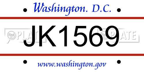 JK1569 District Of Columbia License Plate