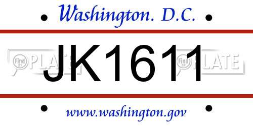 JK1611 District Of Columbia License Plate