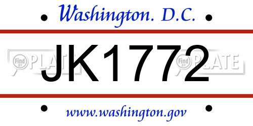 JK1772 District Of Columbia License Plate