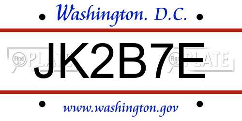 JK2B7E District Of Columbia License Plate