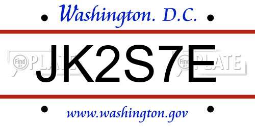JK2S7E District Of Columbia License Plate