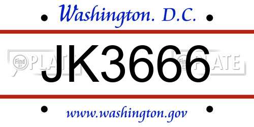 JK3666 District Of Columbia License Plate