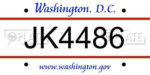 JK4486 District Of Columbia License Plate