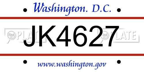 JK4627 District Of Columbia License Plate