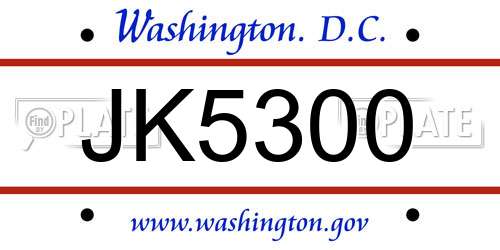 JK5300 District Of Columbia License Plate