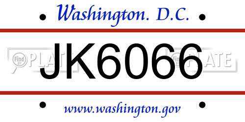 JK6066 District Of Columbia License Plate