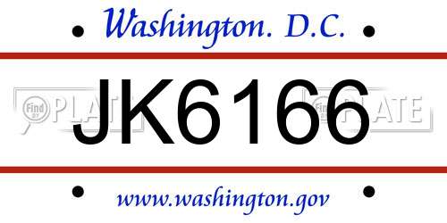 JK6166 District Of Columbia License Plate