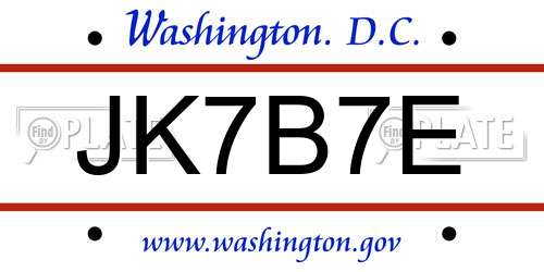 JK7B7E District Of Columbia License Plate