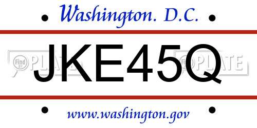 JKE45Q District Of Columbia License Plate