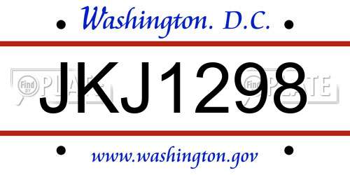 JKJ1298 District Of Columbia License Plate