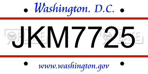 JKM7725 District Of Columbia License Plate
