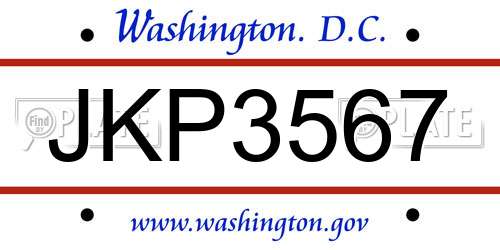 JKP3567 District Of Columbia License Plate
