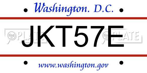 JKT57E District Of Columbia License Plate