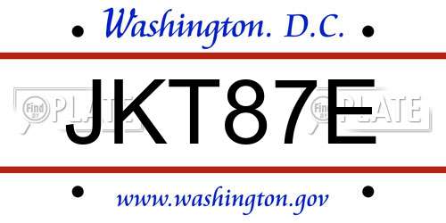 JKT87E District Of Columbia License Plate