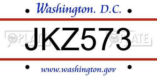 JKZ573 District Of Columbia License Plate