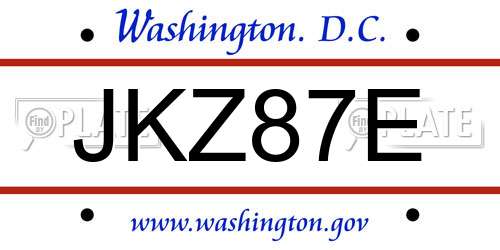 JKZ87E District Of Columbia License Plate