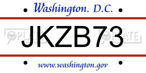 JKZB73 District Of Columbia License Plate