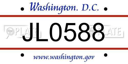 JL0588 District Of Columbia License Plate
