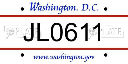 JL0611 District Of Columbia License Plate
