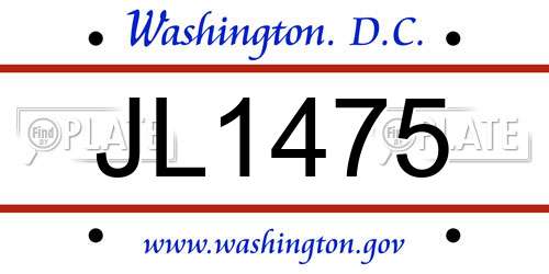 JL1475 District Of Columbia License Plate
