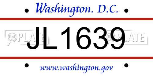 JL1639 District Of Columbia License Plate