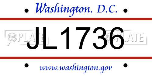 JL1736 District Of Columbia License Plate
