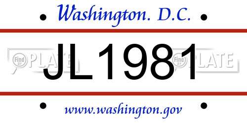 JL1981 District Of Columbia License Plate