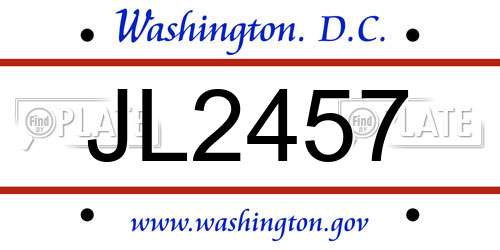 JL2457 District Of Columbia License Plate