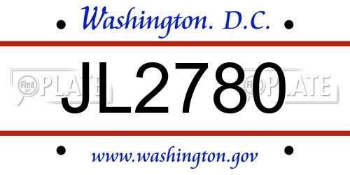 JL2780 District Of Columbia License Plate