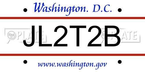 JL2T2B District Of Columbia License Plate