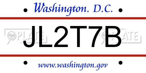 JL2T7B District Of Columbia License Plate