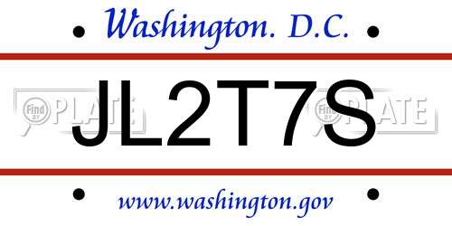 JL2T7S District Of Columbia License Plate