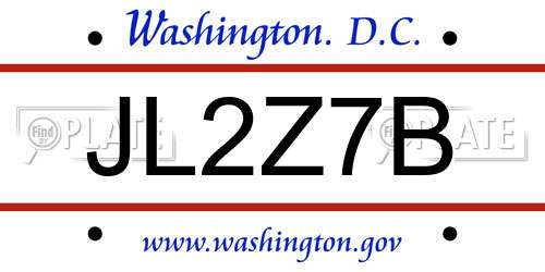 JL2Z7B District Of Columbia License Plate