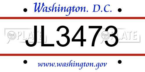 JL3473 District Of Columbia License Plate