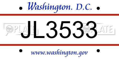 JL3533 District Of Columbia License Plate