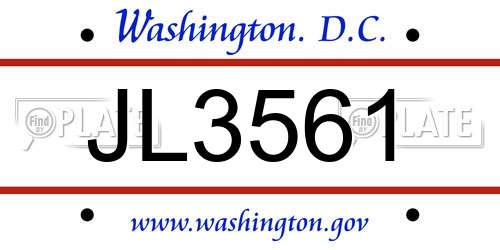 JL3561 District Of Columbia License Plate