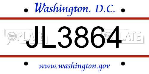 JL3864 District Of Columbia License Plate
