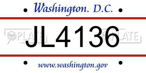 JL4136 District Of Columbia License Plate