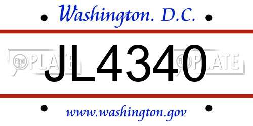 JL4340 District Of Columbia License Plate