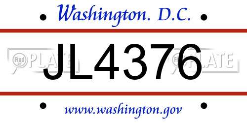 JL4376 District Of Columbia License Plate