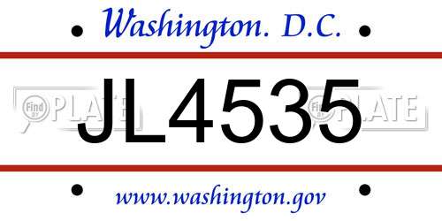 JL4535 District Of Columbia License Plate