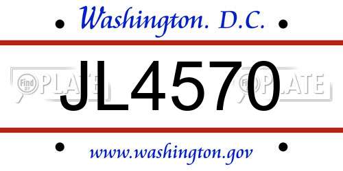 JL4570 District Of Columbia License Plate