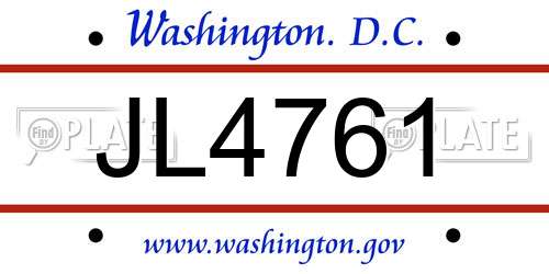 JL4761 District Of Columbia License Plate
