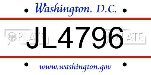JL4796 District Of Columbia License Plate