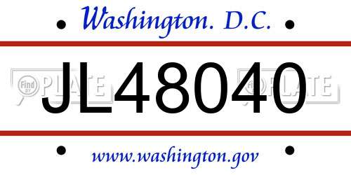 JL48040 District Of Columbia License Plate