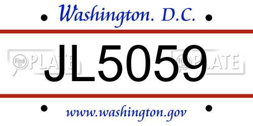 JL5059 District Of Columbia License Plate