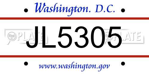 JL5305 District Of Columbia License Plate