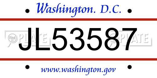 JL53587 District Of Columbia License Plate
