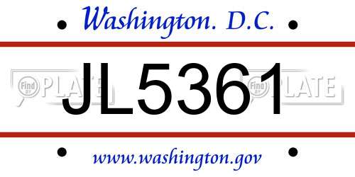 JL5361 District Of Columbia License Plate